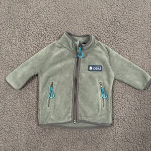 Oaki Kids Fleece Jacket 2T Sage Green Full Zip Polartec Warm Mid Layer Outdoors